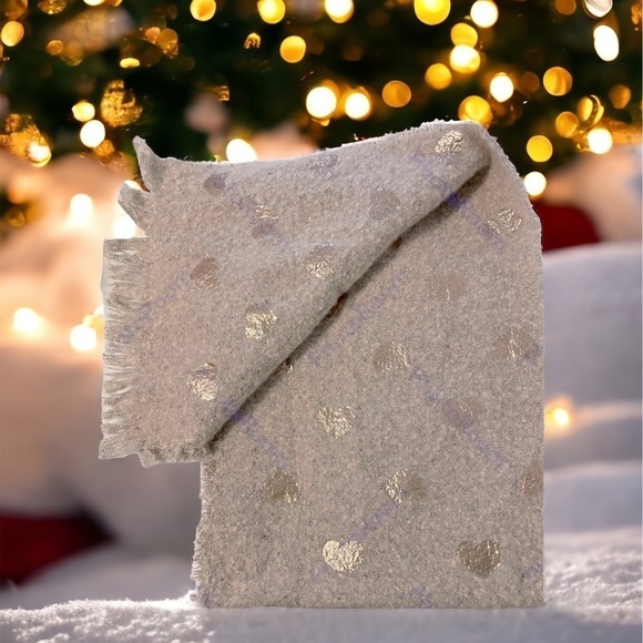 Fringed Scarf With Heart Translucent Images Powder Pink Chenille Feel NWOT! - Picture 1 of 5